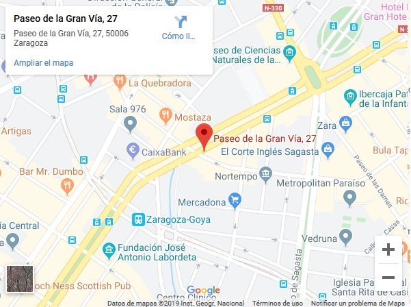 Mapa centro renovar el carnet de conducir en Zaragoza